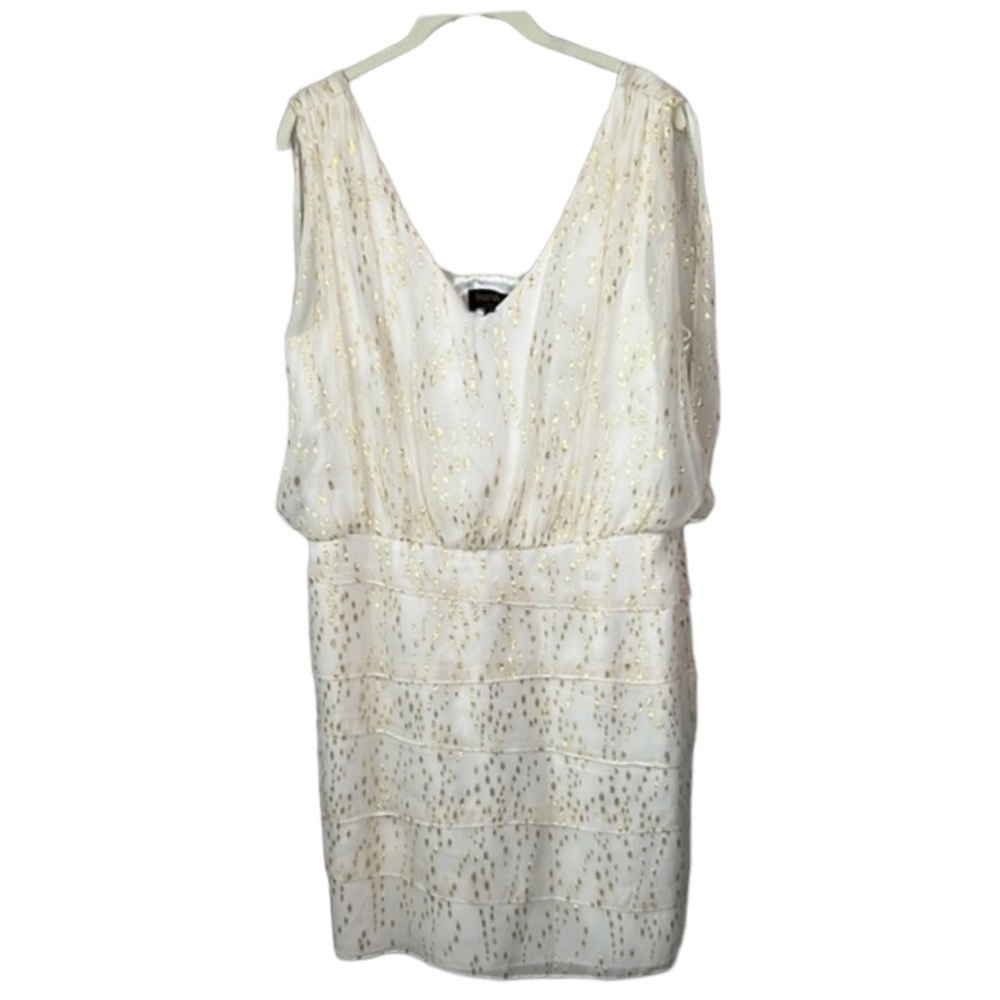 Laundry By Shelli Segal Cream And Gold Metallic Dress Size 12